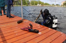 Ласты, ветки и пластиковые бутылки достали водолазы со дна пруда в Центральном парке Тулы