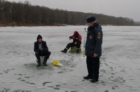 Толщина льда на реке Воронка в Туле достигла 25 см