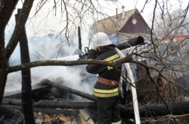 На пожаре в Суворовском районе у сарая сгорела и обрушилась кровля